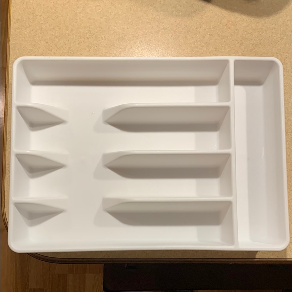 White Utensil Cutlery Organizer Tray for Kitchen Drawer